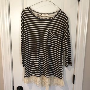 Umgee striped 3/4 length sleeve top
